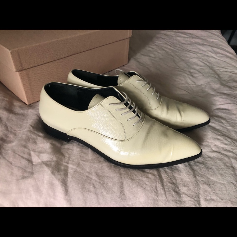 PRADA leather pointed toe brogue oxfords 37.5/7.5 - Picture 9 of 11